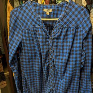 Croft & Barrow Blue Flannel Size S Women's Top Long Sleeve